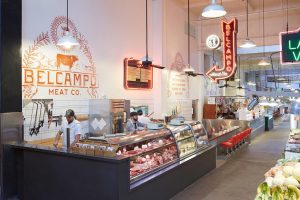 Belcampo Meat Co., butcher shop and restaurant at Grand Central Market, Los Angeles, CA.