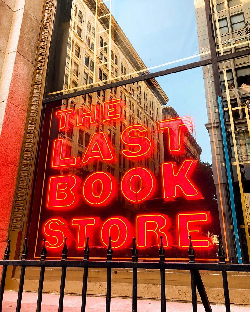 The Last Bookstore holiday shopping near Circa apartments in Downtown Los Angeles