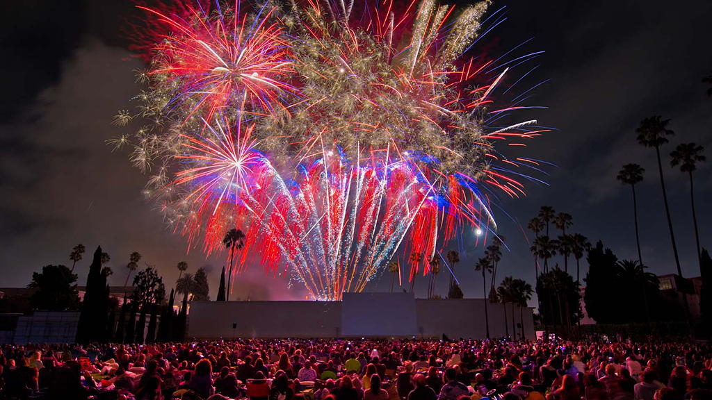 Cinespia at Hollywood Forever Cemetery Fourth of July near Circa residences in Downtown Los Angeles