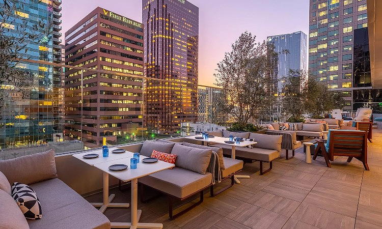 The Rooftop at The Wayfarer rooftop dining near Circa residences in Downtown Los Angeles