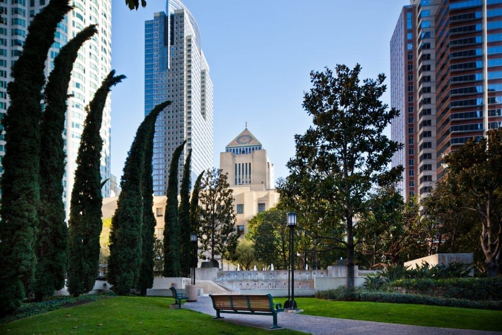 LA Central Library near Circa residences in downtown Los Angeles