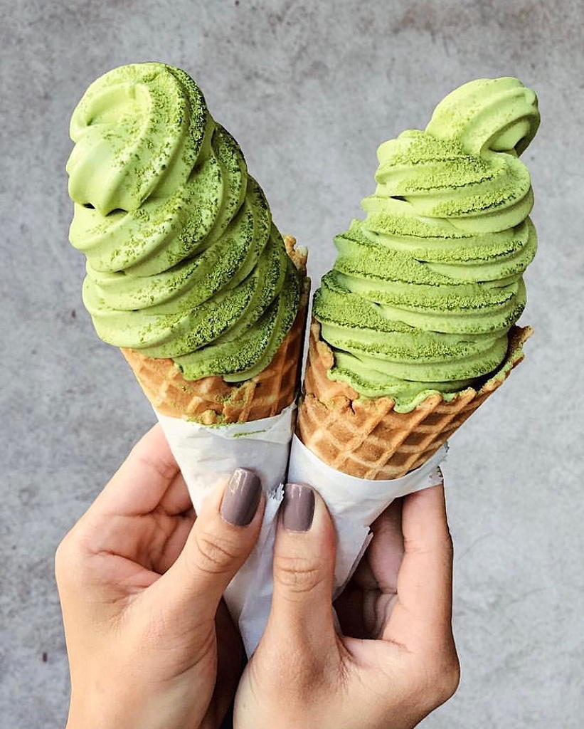 Midori Matcha Cafe ice cream near Circa residences in downtown Los Angeles