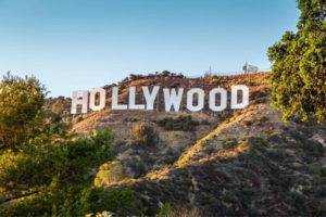 Hollywood Sign near Circa residences in Downtown Los Angeles