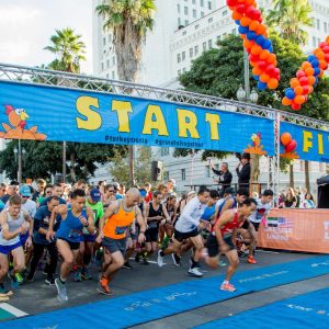 Turkey Trot Thanksgiving charity run near Circa residences in Downtown Los Angeles