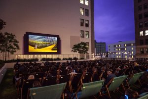 Rooftop Cinema Club DTLA outdoor movies near Circa residences in downtown Los Angeles 