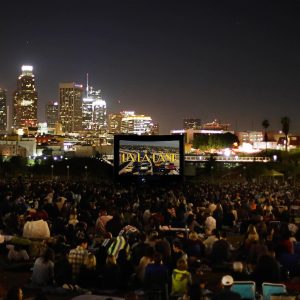 Street Food Cinema outdoor movies near Circa residences in downtown Los Angeles 