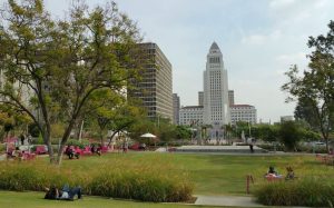 Grand Park near Circa residences in downtown Los Angeles 