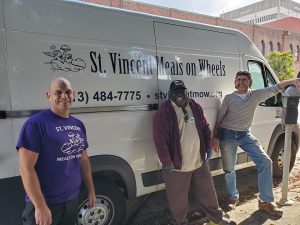 St. Vincents Meals on Wheels charity for Thanksgiving near Circa residences in downtown Los Angeles 