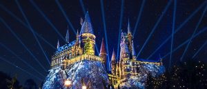 Harry Potter Christmas at Universal Studios Hollywood near Circa residences in downtown Los Angeles 
