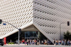 The Broad art museum near Circa residences in downtown Los Angeles 
