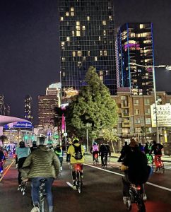 LA Critical Mass bike ride near Circa residences in downtown Los Angeles   