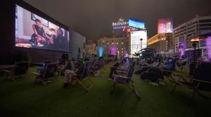 The Montalbán Theatre outdoor movies near Circa residences in downtown Los Angeles