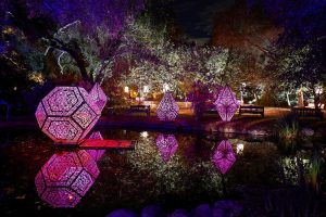 Enchanted Forest of Light celebration near Circa residences in downtown Los Angeles 