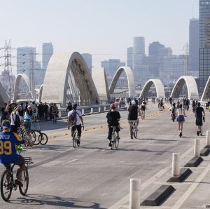 CicLAvia bike ride near Circa residences in downtown Los Angeles