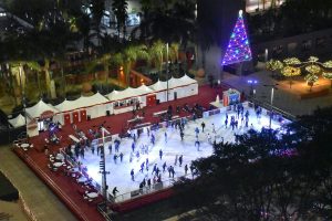 Holiday Ice Rink Downtown Los Angeles holiday celebration near Circa residences in downtown Los Angeles 
