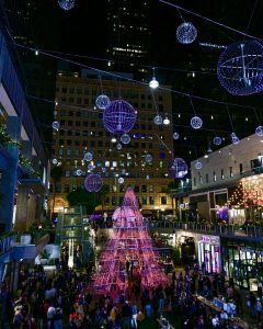 Sparkle DTLA holiday celebration near Circa residences in downtown Los Angeles 