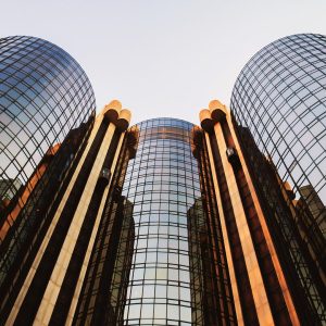 Modern Skyline LA Conservancy walking tour near Circa residences in downtown Los Angeles 