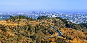 Griffith Observatory in Griffith Park near Circa residences in downtown Los Angeles