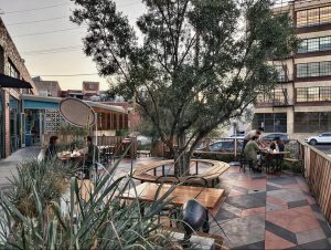 Bavel patio dining near Circa residences in downtown Los Angeles