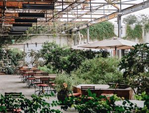 Manuela DTLA patio dining near Circa residences in downtown Los Angeles