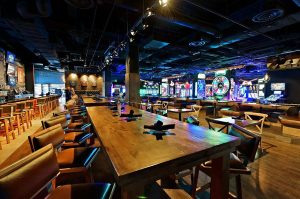 Lucky Strike LA Live sports bar near Circa residences in Downtown Los Angeles